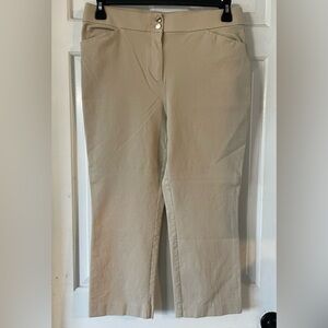 CHICOS Khaki Tan Cropped Pants Trouser Career Dress Size 1 (8) Regular Stretch